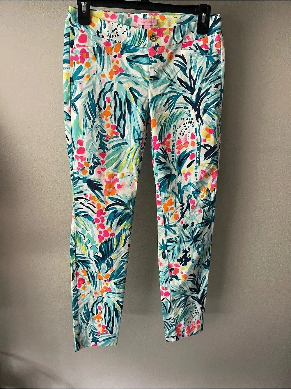 Lilly Pulitzer Kelly Skinny Ankle Pant Floral Blue & Pink Size 0